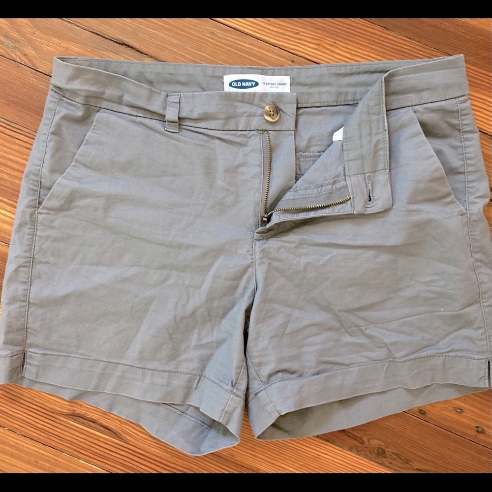 Gray MidRise Twill Shorts